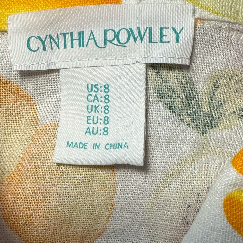 NWT-CYNTHIA ROWLEY LINEN BLEND FRUIT DRESS-sz 8 - Picture 10 of 11